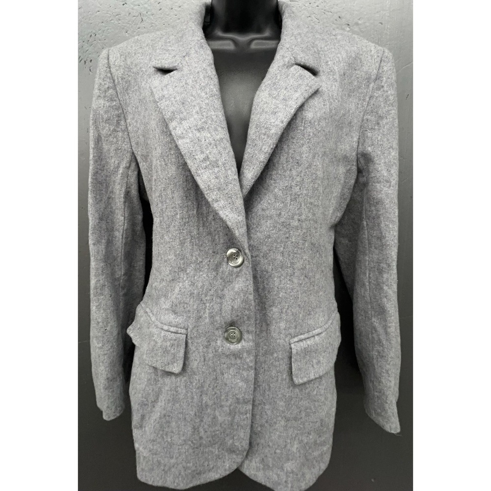 Vtg 90s Pendleton Blazer Women 12 Gray Wool Soft Old Money Quiet Luxury Jacket